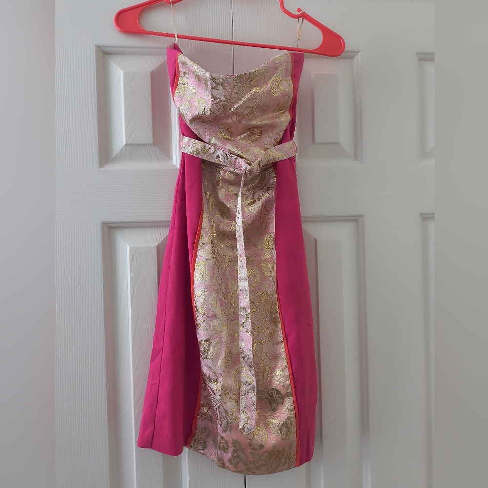 Champagne & Strawberry Strapless Pink Dress